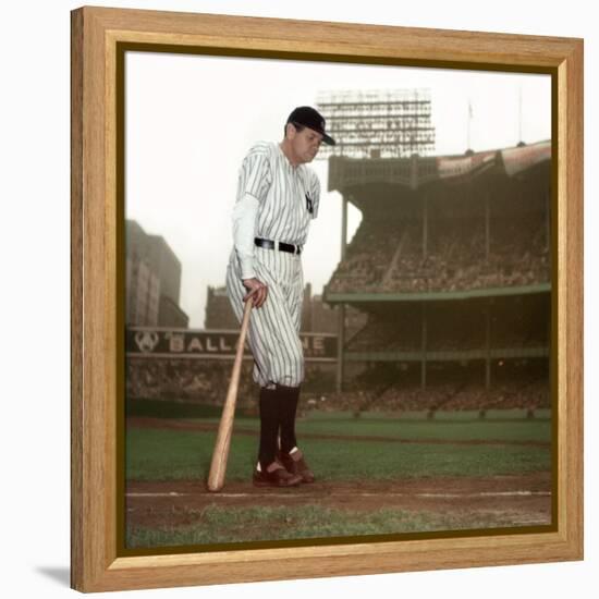 Baseball Great Babe Ruth, Addressing Crowd and Press During Final Appearance at Yankee Stadium-Ralph Morse-Framed Premier Image Canvas