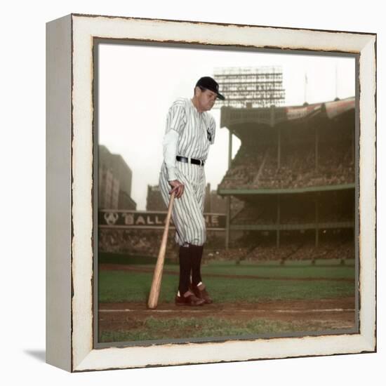 Baseball Great Babe Ruth, Addressing Crowd and Press During Final Appearance at Yankee Stadium-Ralph Morse-Framed Premier Image Canvas