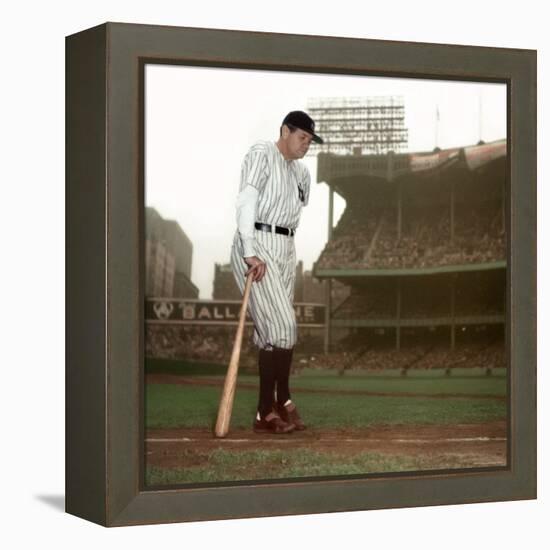 Baseball Great Babe Ruth, Addressing Crowd and Press During Final Appearance at Yankee Stadium-Ralph Morse-Framed Premier Image Canvas