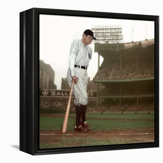Baseball Great Babe Ruth, Addressing Crowd and Press During Final Appearance at Yankee Stadium-Ralph Morse-Framed Premier Image Canvas
