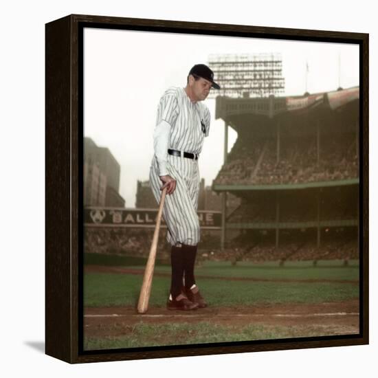 Baseball Great Babe Ruth, Addressing Crowd and Press During Final Appearance at Yankee Stadium-Ralph Morse-Framed Premier Image Canvas