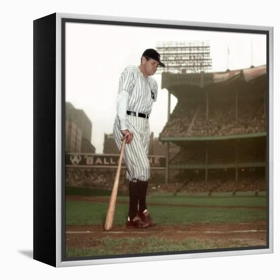 Baseball Great Babe Ruth, Addressing Crowd and Press During Final Appearance at Yankee Stadium-Ralph Morse-Framed Premier Image Canvas