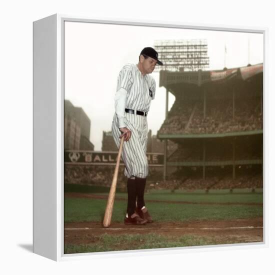 Baseball Great Babe Ruth, Addressing Crowd and Press During Final Appearance at Yankee Stadium-Ralph Morse-Framed Premier Image Canvas