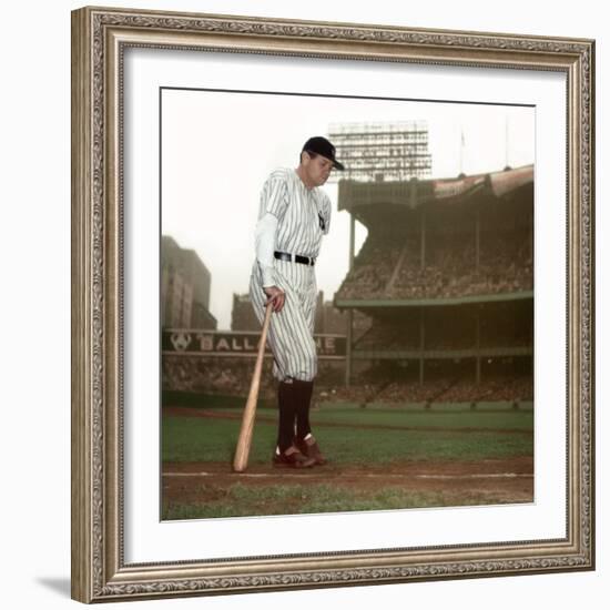 Baseball Great Babe Ruth, Addressing Crowd and Press During Final Appearance at Yankee Stadium-Ralph Morse-Framed Premium Photographic Print