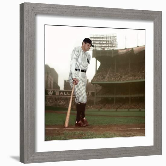 Baseball Great Babe Ruth, Addressing Crowd and Press During Final Appearance at Yankee Stadium-Ralph Morse-Framed Premium Photographic Print