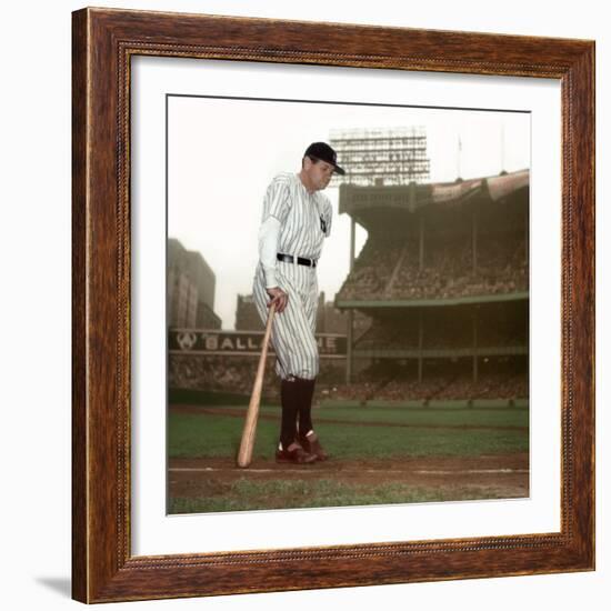 Baseball Great Babe Ruth, Addressing Crowd and Press During Final Appearance at Yankee Stadium-Ralph Morse-Framed Premium Photographic Print