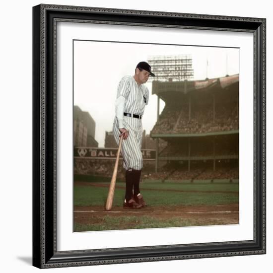 Baseball Great Babe Ruth, Addressing Crowd and Press During Final Appearance at Yankee Stadium-Ralph Morse-Framed Premium Photographic Print