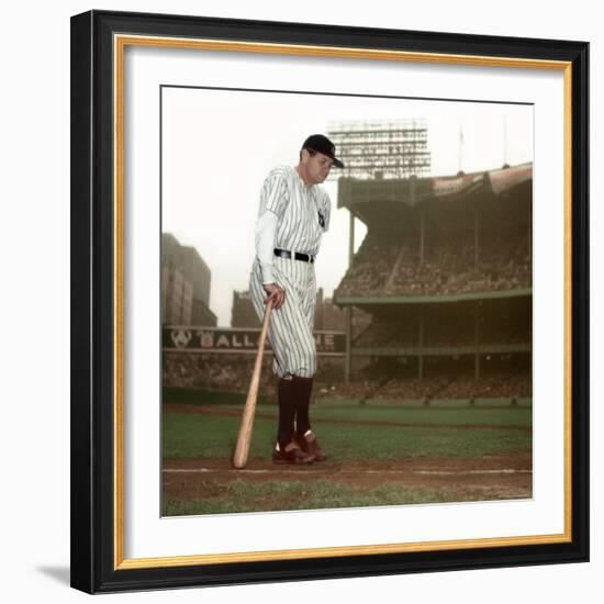 Baseball Great Babe Ruth, Addressing Crowd and Press During Final Appearance at Yankee Stadium-Ralph Morse-Framed Premium Photographic Print