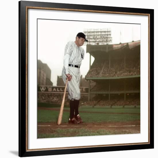 Baseball Great Babe Ruth, Addressing Crowd and Press During Final Appearance at Yankee Stadium-Ralph Morse-Framed Premium Photographic Print