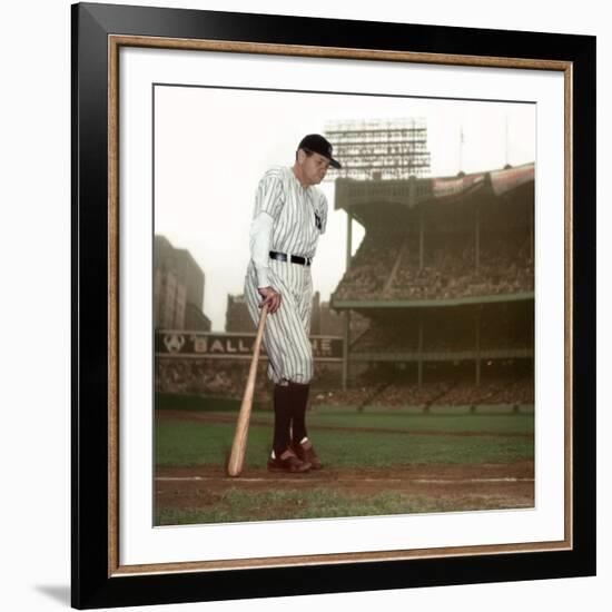 Baseball Great Babe Ruth, Addressing Crowd and Press During Final Appearance at Yankee Stadium-Ralph Morse-Framed Premium Photographic Print