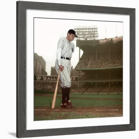 Baseball Great Babe Ruth, Addressing Crowd and Press During Final Appearance at Yankee Stadium-Ralph Morse-Framed Premium Photographic Print