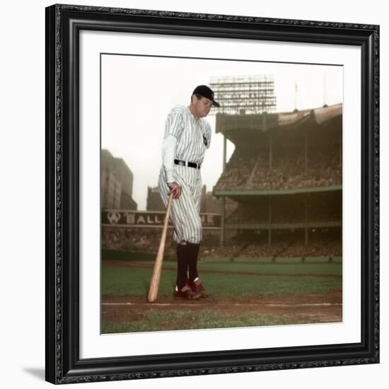 Baseball Great Babe Ruth, Addressing Crowd and Press During Final Appearance at Yankee Stadium-Ralph Morse-Framed Premium Photographic Print