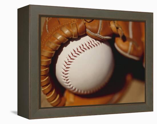 Baseball in Glove-Chris Trotman-Framed Premier Image Canvas