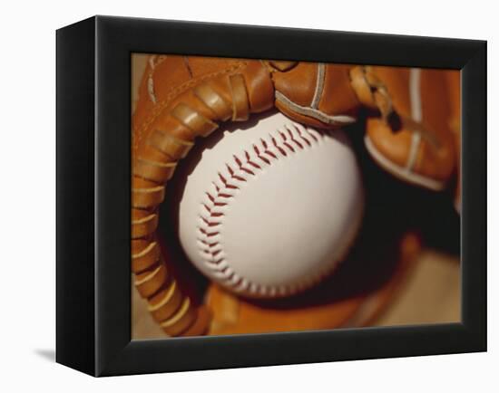 Baseball in Glove-Chris Trotman-Framed Premier Image Canvas