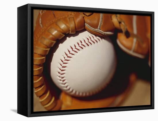 Baseball in Glove-Chris Trotman-Framed Premier Image Canvas