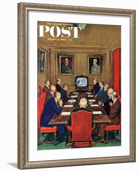 "Baseball in the Boardroom," Saturday Evening Post Cover, October 8, 1960-Lonie Bee-Framed Giclee Print