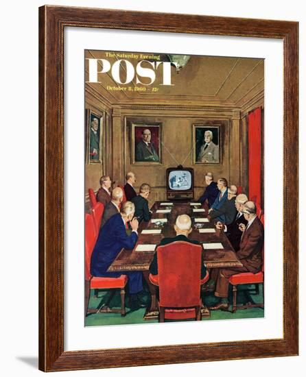 "Baseball in the Boardroom," Saturday Evening Post Cover, October 8, 1960-Lonie Bee-Framed Giclee Print