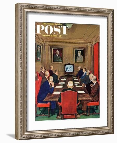 "Baseball in the Boardroom," Saturday Evening Post Cover, October 8, 1960-Lonie Bee-Framed Giclee Print