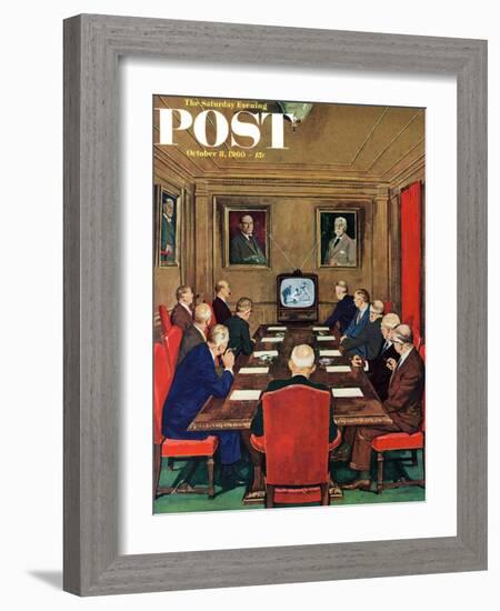 "Baseball in the Boardroom," Saturday Evening Post Cover, October 8, 1960-Lonie Bee-Framed Giclee Print