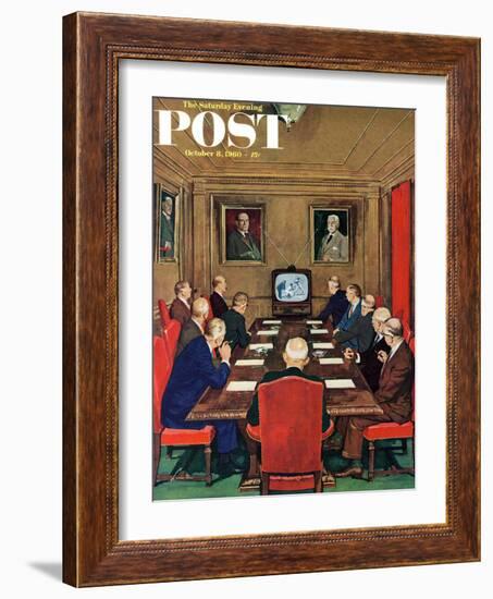 "Baseball in the Boardroom," Saturday Evening Post Cover, October 8, 1960-Lonie Bee-Framed Giclee Print