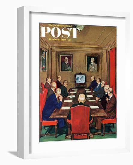 "Baseball in the Boardroom," Saturday Evening Post Cover, October 8, 1960-Lonie Bee-Framed Giclee Print