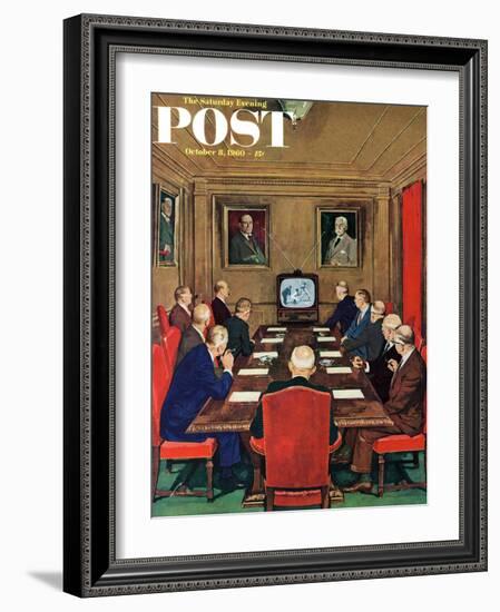 "Baseball in the Boardroom," Saturday Evening Post Cover, October 8, 1960-Lonie Bee-Framed Giclee Print