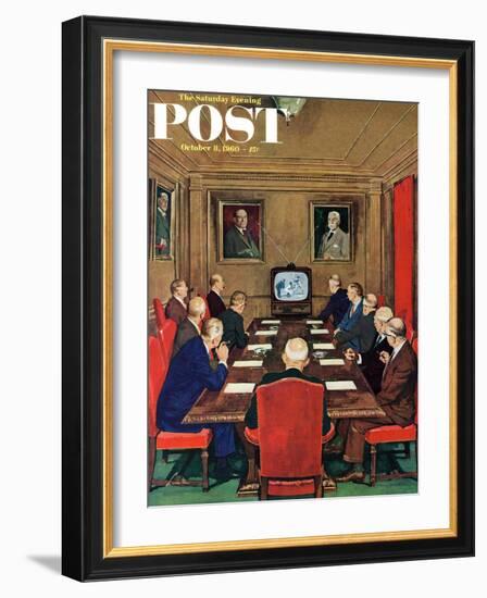 "Baseball in the Boardroom," Saturday Evening Post Cover, October 8, 1960-Lonie Bee-Framed Giclee Print