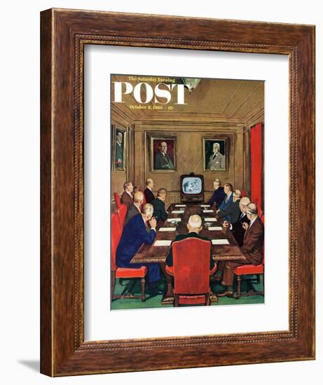 "Baseball in the Boardroom," Saturday Evening Post Cover, October 8, 1960-Lonie Bee-Framed Giclee Print