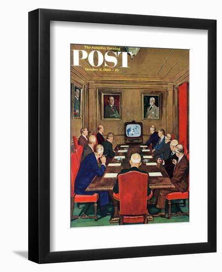 "Baseball in the Boardroom," Saturday Evening Post Cover, October 8, 1960-Lonie Bee-Framed Giclee Print