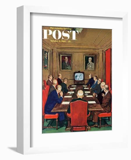 "Baseball in the Boardroom," Saturday Evening Post Cover, October 8, 1960-Lonie Bee-Framed Giclee Print