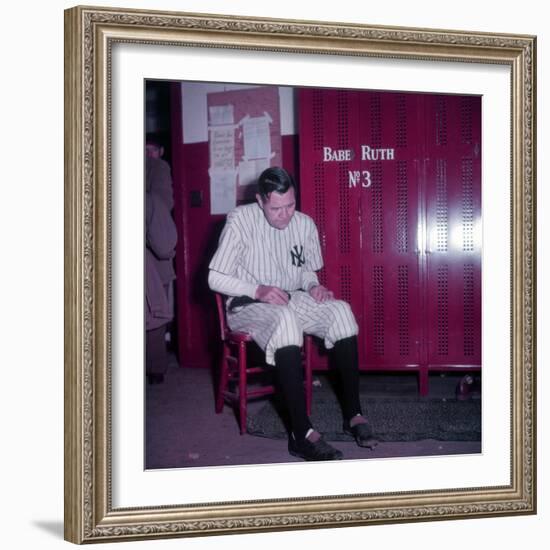 Baseball Player Babe Ruth in Uniform at Yankee Stadium-Ralph Morse-Framed Premium Photographic Print