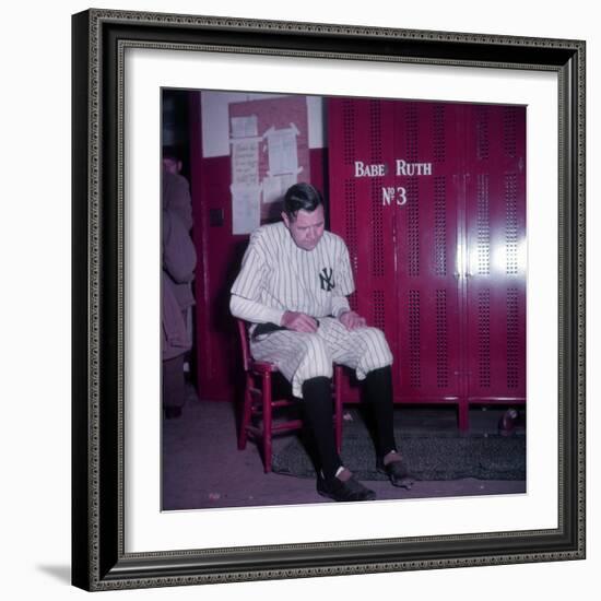 Baseball Player Babe Ruth in Uniform at Yankee Stadium-Ralph Morse-Framed Premium Photographic Print