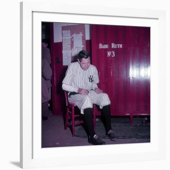 Baseball Player Babe Ruth in Uniform at Yankee Stadium-Ralph Morse-Framed Premium Photographic Print