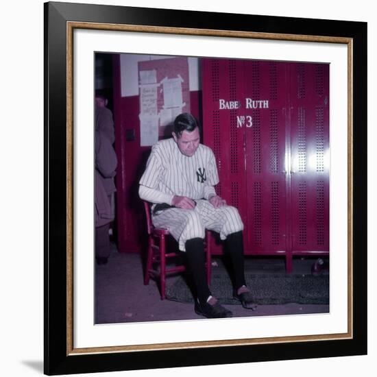 Baseball Player Babe Ruth in Uniform at Yankee Stadium-Ralph Morse-Framed Premium Photographic Print