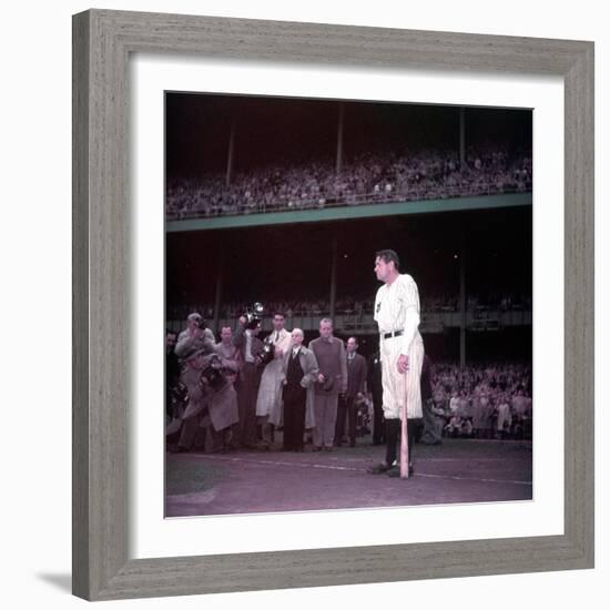 Baseball Player Babe Ruth in Uniform at Yankee Stadium-Ralph Morse-Framed Premium Photographic Print