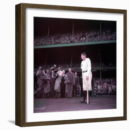 Baseball Player Babe Ruth in Uniform at Yankee Stadium-Ralph Morse-Framed Premium Photographic Print