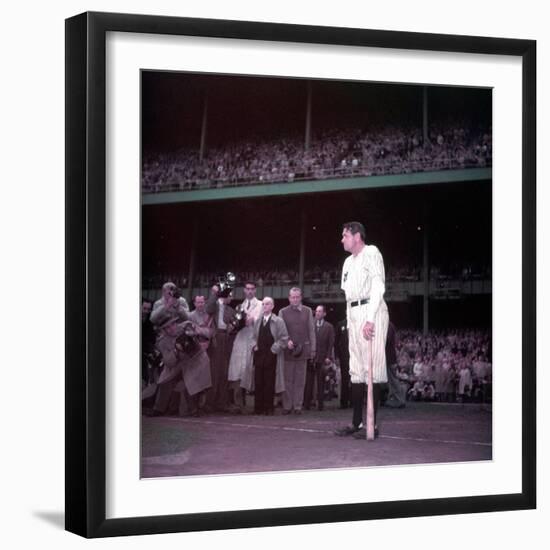 Baseball Player Babe Ruth in Uniform at Yankee Stadium-Ralph Morse-Framed Premium Photographic Print