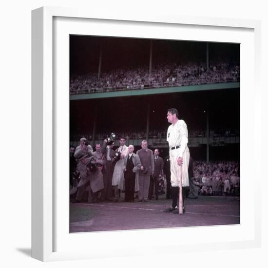 Baseball Player Babe Ruth in Uniform at Yankee Stadium-Ralph Morse-Framed Premium Photographic Print