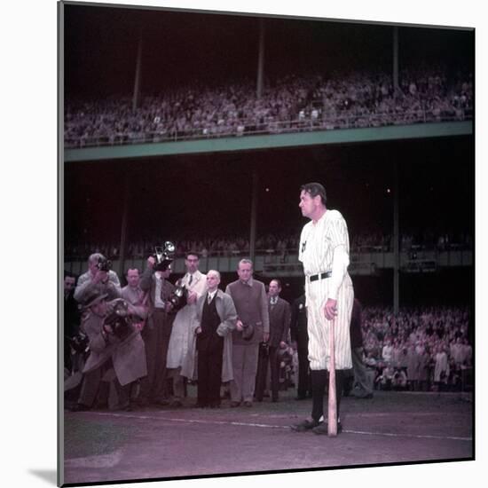 Baseball Player Babe Ruth in Uniform at Yankee Stadium-Ralph Morse-Mounted Premium Photographic Print