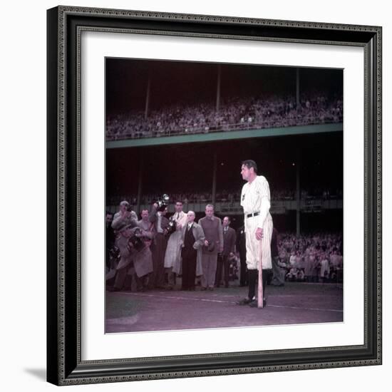 Baseball Player Babe Ruth in Uniform at Yankee Stadium-Ralph Morse-Framed Premium Photographic Print