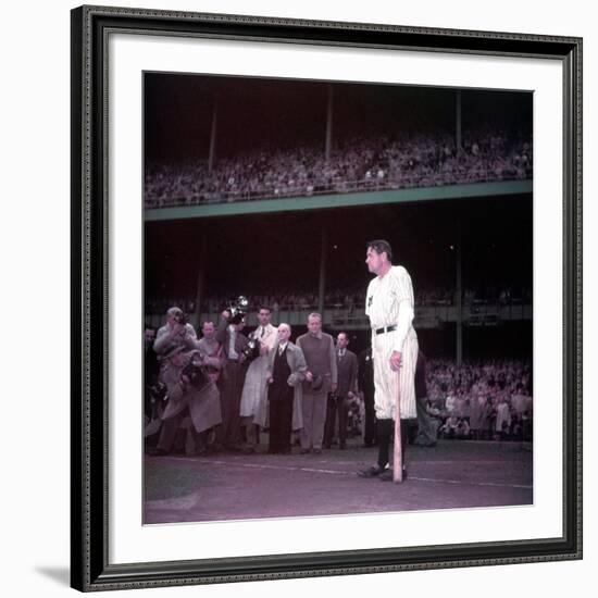 Baseball Player Babe Ruth in Uniform at Yankee Stadium-Ralph Morse-Framed Premium Photographic Print