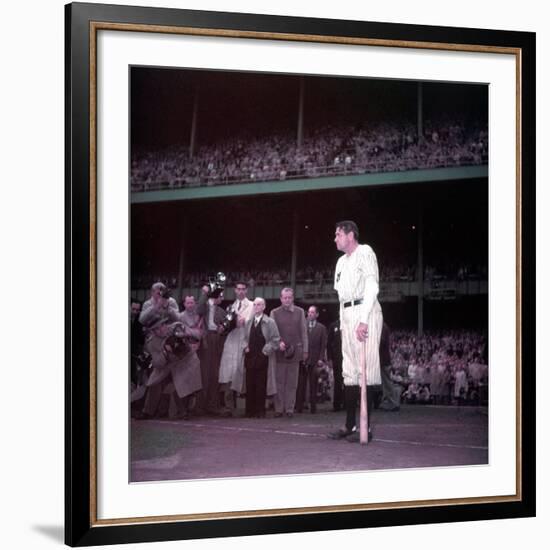 Baseball Player Babe Ruth in Uniform at Yankee Stadium-Ralph Morse-Framed Premium Photographic Print