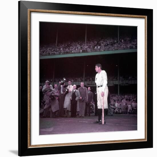 Baseball Player Babe Ruth in Uniform at Yankee Stadium-Ralph Morse-Framed Premium Photographic Print