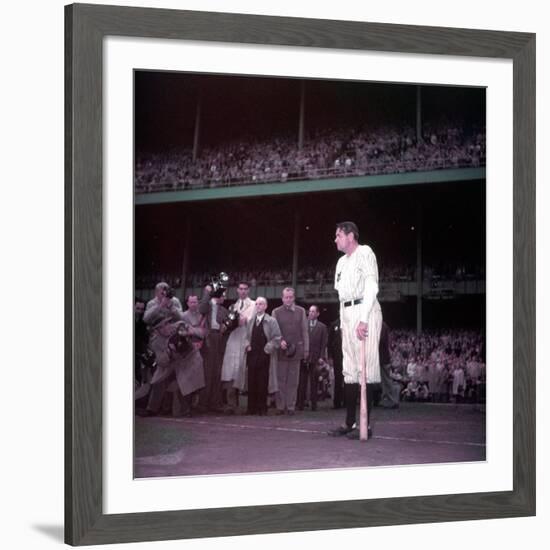 Baseball Player Babe Ruth in Uniform at Yankee Stadium-Ralph Morse-Framed Premium Photographic Print