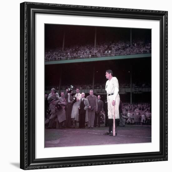 Baseball Player Babe Ruth in Uniform at Yankee Stadium-Ralph Morse-Framed Premium Photographic Print