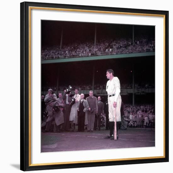 Baseball Player Babe Ruth in Uniform at Yankee Stadium-Ralph Morse-Framed Premium Photographic Print