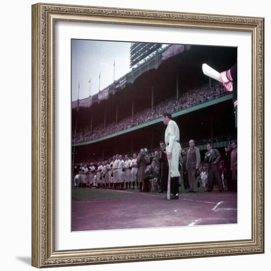 Baseball Player Babe Ruth in Uniform at Yankee Stadium-Ralph Morse-Framed Premium Photographic Print