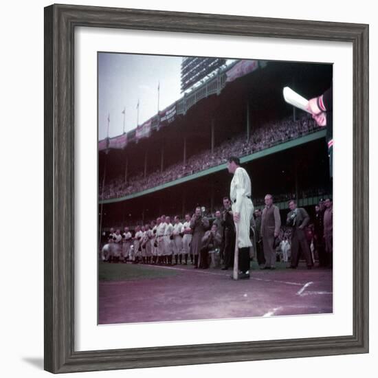 Baseball Player Babe Ruth in Uniform at Yankee Stadium-Ralph Morse-Framed Premium Photographic Print