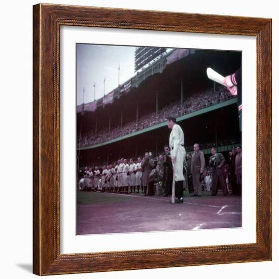 Baseball Player Babe Ruth in Uniform at Yankee Stadium-Ralph Morse-Framed Premium Photographic Print