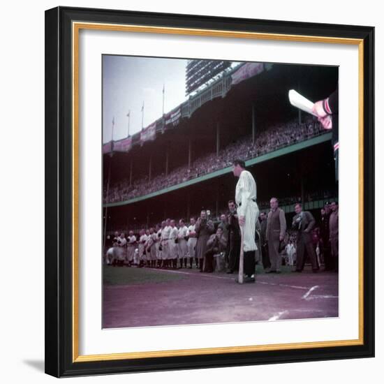 Baseball Player Babe Ruth in Uniform at Yankee Stadium-Ralph Morse-Framed Premium Photographic Print